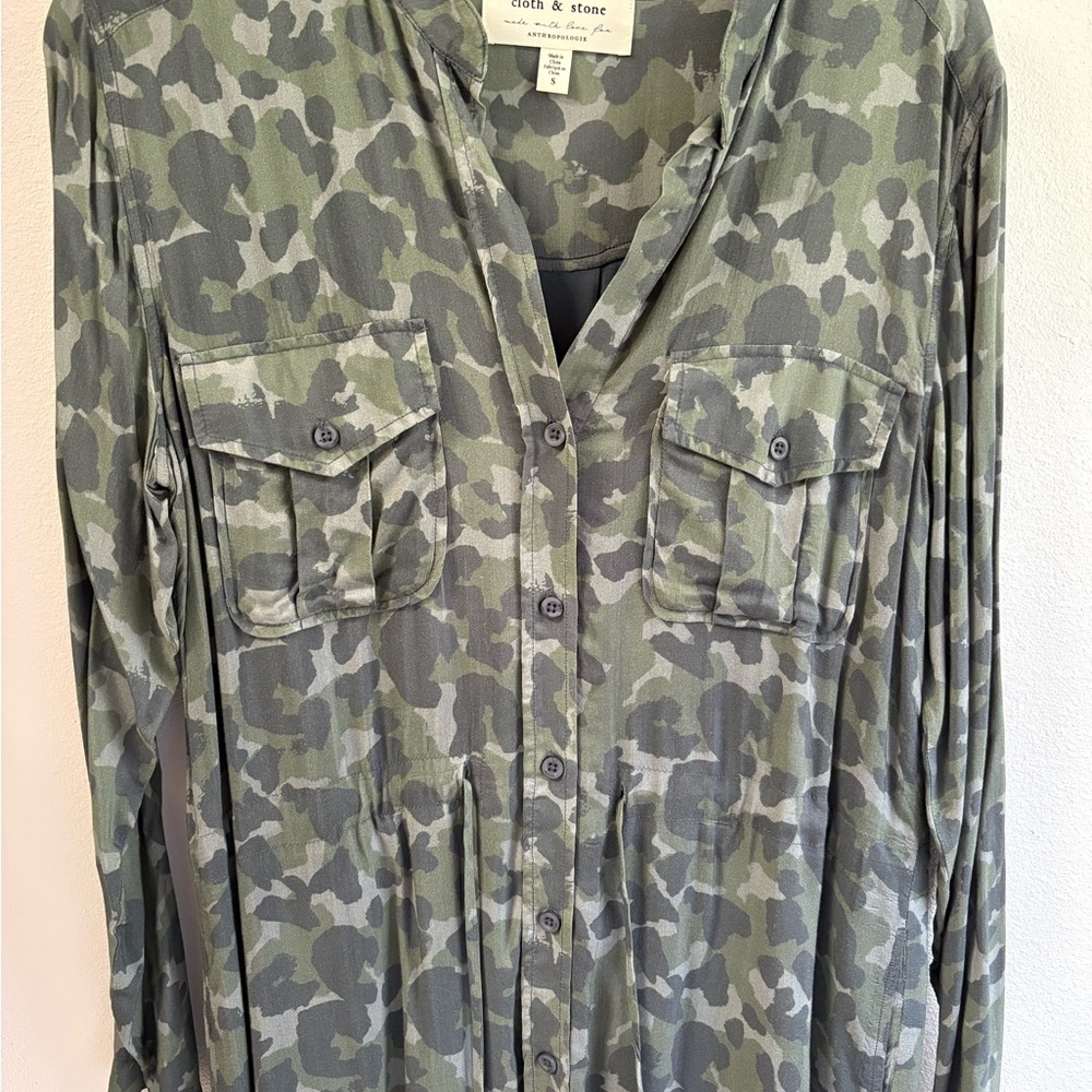 Anthropologie Cloth & Stone Green Camo Dress